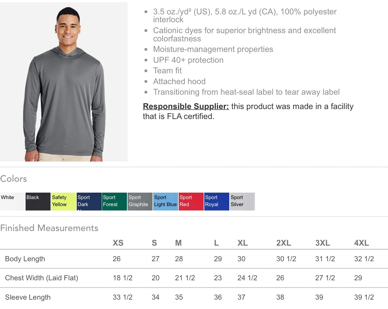 NWJF Preformance Long Sleeve Hooded T-shirt